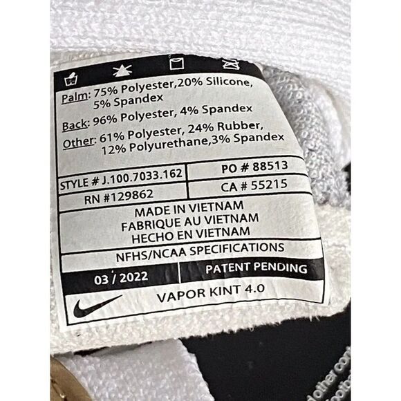 NIKE JORDAN VAPOR KNIT 4.0 METALLIC Football Receiver Gloves White Gold Size L - Picture 9 of 10